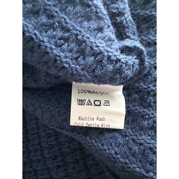 Prettygarden Navy Cardigan Long Sleeve Button Down Sweater Pockets Acrylic XL - Picture 5 of 5